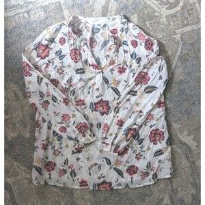 Old Navy Tunic Top Women XS Floral Linen Cotton Blend Shirt Resort Beach